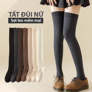 Tất đùi nữ vintage Vớ dài nữ sợi Cotton len tăm cao cấp mềm nhẹ co giãn thoải mái