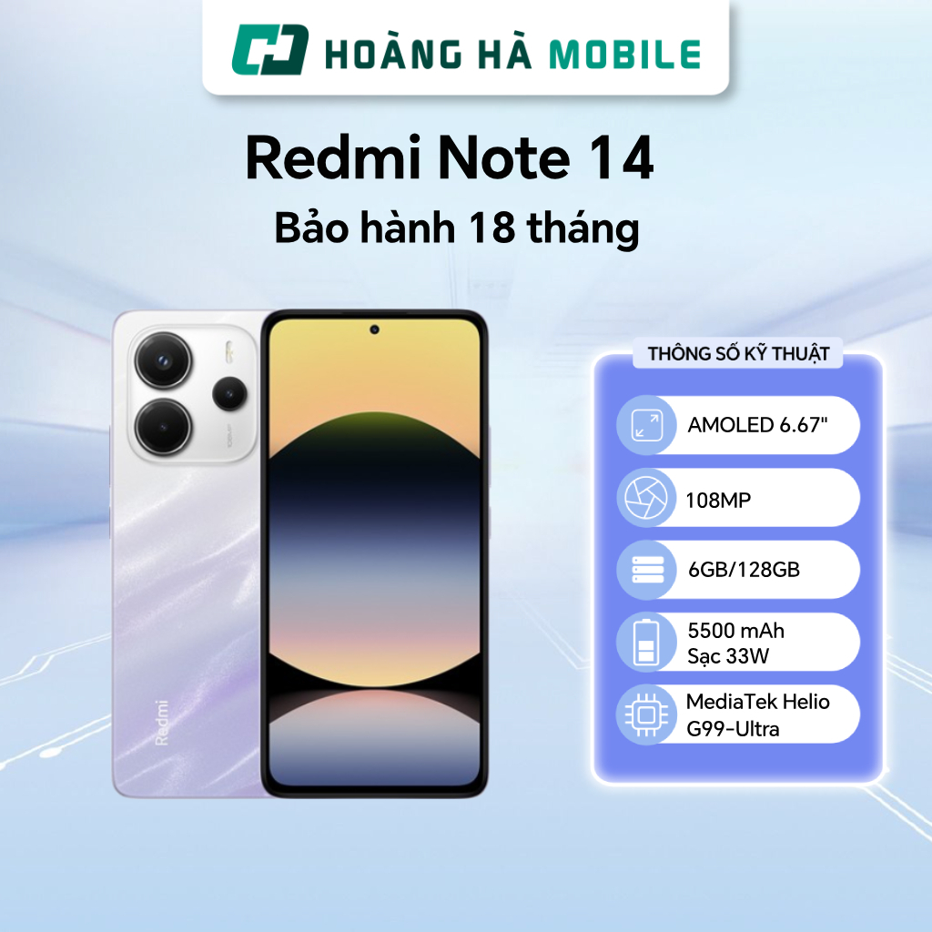 (Hỏa tốc)Điện thoại di động Xiaomi Redmi Note 14 4G 8GB/128GB – Bảo hành chính hãng