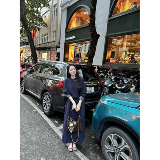 •𝙆𝙞𝙣𝙜𝙨𝙝𝙤𝙥𝙗𝙚𝙖𝙪𝙩𝙮•Set Áo Len Trơn Tay Kẻ Mix Váy Suông QC