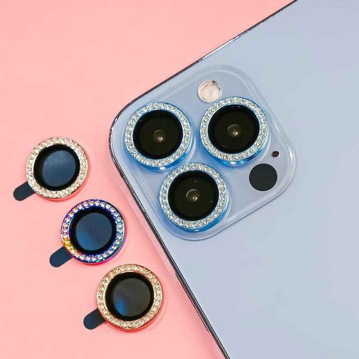 Cường lực bảo vệ camera KUZOOM đính đá cho iphone 13/13mini/13pro/13promax/14pro/14promax