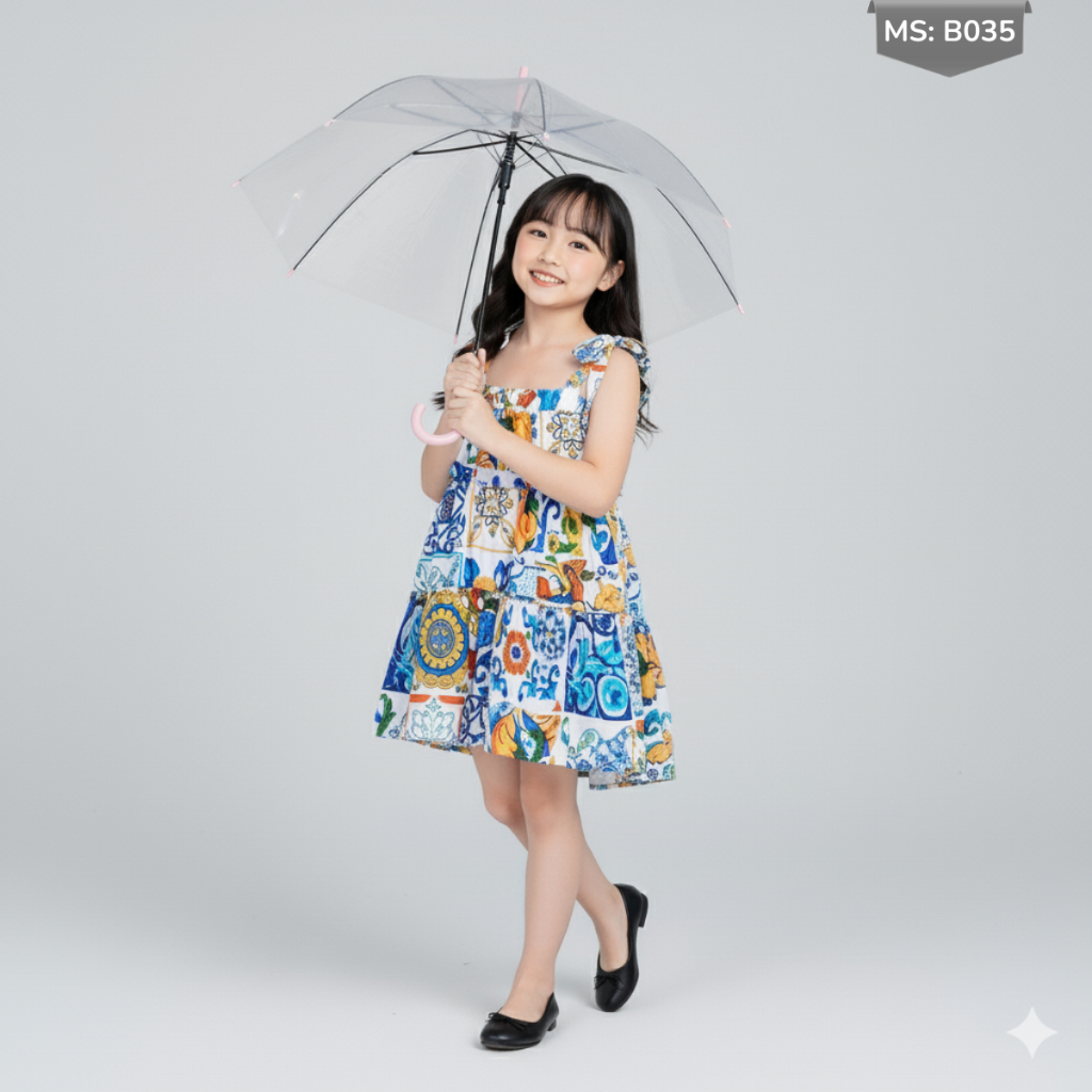 Váy mùa hè cho bé gái JJ Kids, thiết kế 3 tầng chất liệu lụa mềm mại cho trẻ em 2,3,4,5,6,7,8,9 tuổi