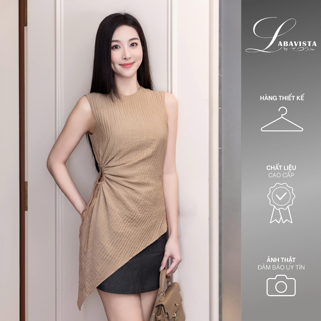 LABAVISTA Áo kiểu nữ cách điệu lệch lai tôn dáng phong cách thời trang hiện đại thanh lịch cá tính
