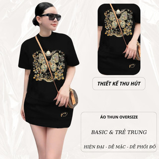 Set Bộ Áo Thun Nữ CHEPOL Form Rộng, Cổ Tròn, Phối Chân Váy, In Hình Bướm, Chất Cotton(Áo Thun Đen+Chân Váy Ngắn)CP_x5905