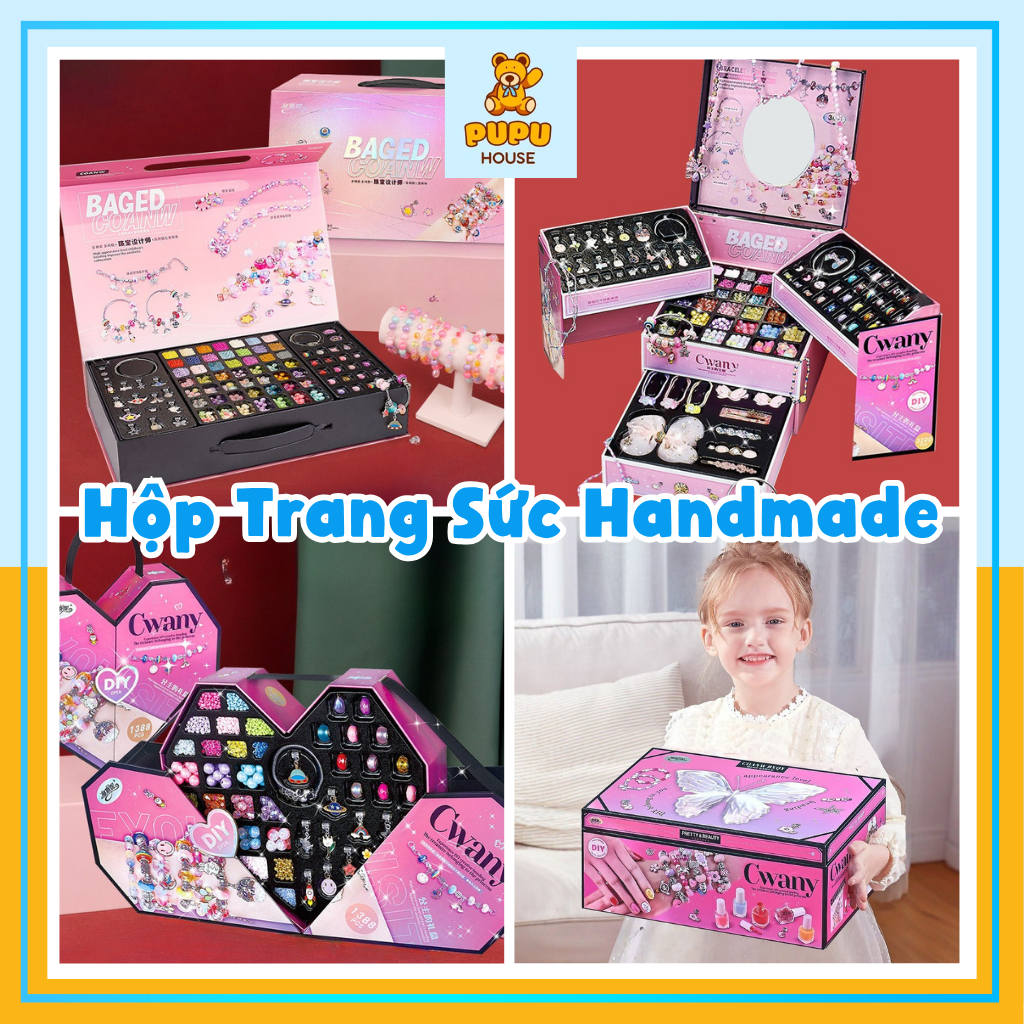 Bộ Đồ Chơi Xâu Vòng Tay Vòng Cổ Hạt Cườm Nhiều Mẫu Công Chúa Trang Sức Handmade DYI - Đồ Chơi PUPU HOUSE