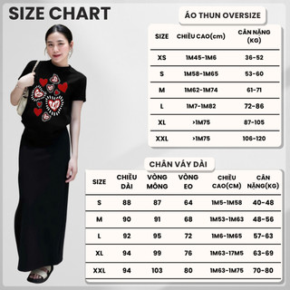 Set Bộ Áo Thun Nữ CHEPOL Form Rộng, Cổ Tròn, Phối Chân Váy, In Trái Tim, Chất Cotton(Áo Thun Đen+Chân Váy Xuông)CP_xxx28