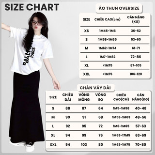 Set Bộ Áo Thun Nữ CHEPOL Form Rộng, Cổ Tròn, Phối Chân Váy, In Chữ Hoa, Chất Cotton (Áo Thun Trắng+Váy Đuôi Cá) CP_x5072