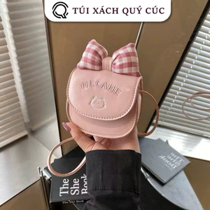 Túi đeo chéo Mini Túi HELAHE chấm bi tim phối Nơ Xinh đáng yêu chất da PU mềm MN05