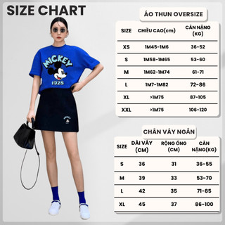 Set Bộ Áo Phông Nữ Chepol Form Rộng, In Mickey, Cổ Tròn, Phối Chân Váy, Chất Cotton(Áo Thun Xanh +Chân Váy Ngắn)CP_x7629