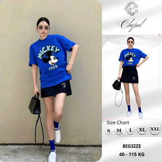 Set Bộ Áo Phông Nữ Chepol Form Rộng, In Mickey, Cổ Tròn, Phối Chân Váy, Chất Cotton(Áo Thun Xanh +Chân Váy Ngắn)CP_x7629