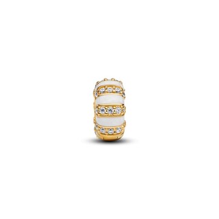 Charm Bấm Mạ Vàng 14K Đính Đá Xen Kẽ Và Trắng