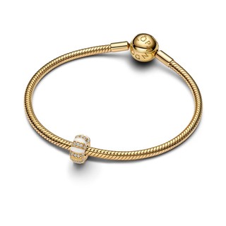 Charm Bấm Mạ Vàng 14K Đính Đá Xen Kẽ Và Trắng