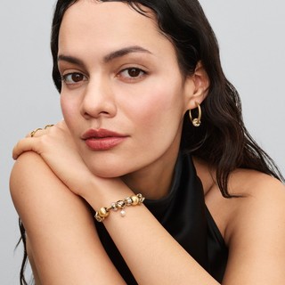 Charm Bấm Mạ Vàng 14K Đính Đá Xen Kẽ Và Trắng