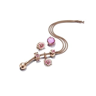 Charm Bấm Pandora Moments Mạ Vàng Hồng 14K Hoa Cúc