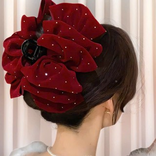 Kẹp tóc đám mây nhung đính đá lấp lánh phồng xốp Chồi accessories sang chảnh - Y334
