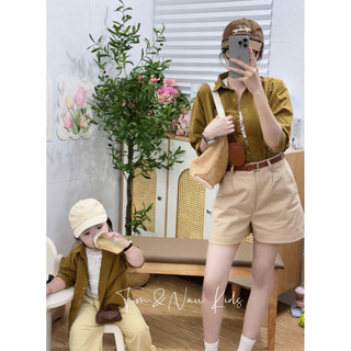 A10-[tomnaukid] Áo sơ mi Thêu NGỰA& MIC MẸ và BÉ gái bé trai size từ 9-65Kg