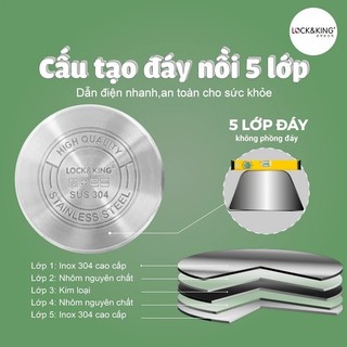 Nồi Luộc Gà Inox Lock&King LKv32NC Đáy Từ 5 Lớp, Dung Tích 18.9L,Inox 304,Luộc Gà Nguyên Con,Bền Đẹp