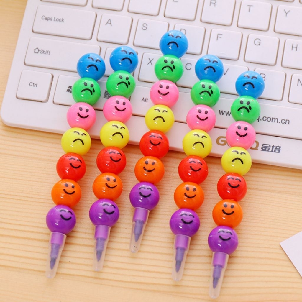 Combo 3 cây bút chì sáp màu khúc hình emoji