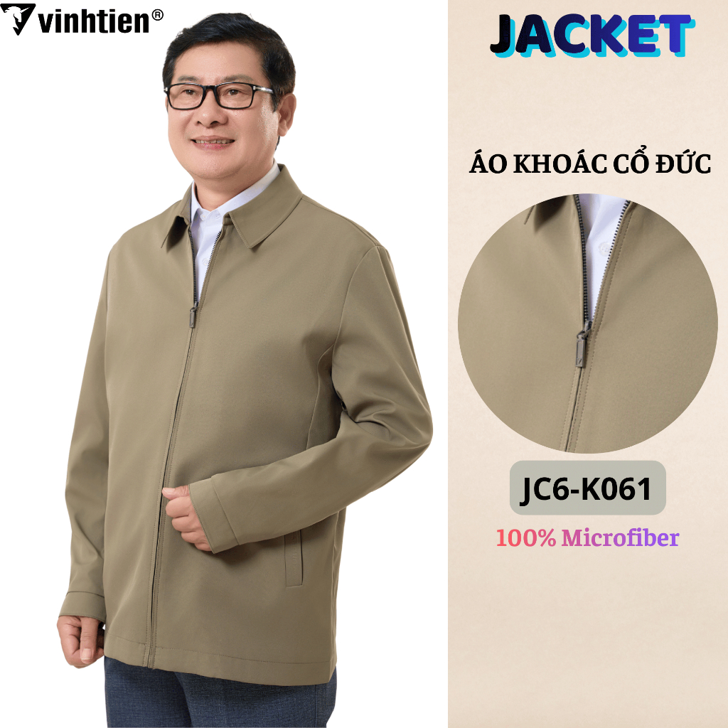 Áo Khoác Jacket Nam Vĩnh Tiến 2 Lớp Cổ Đức Chống Gió, Giữ Ấm, Sang Trọng Lịch Lãm - 990 JC6