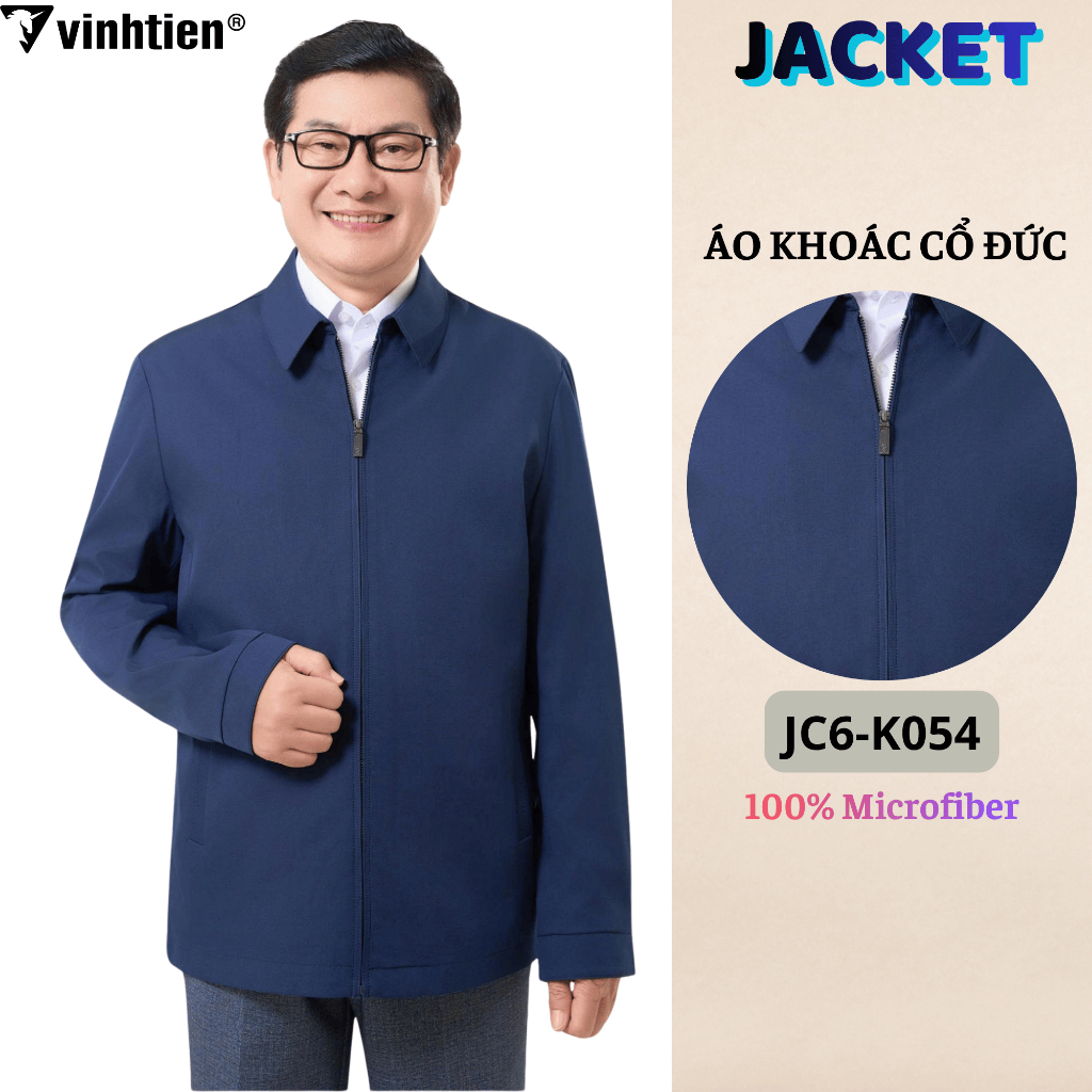 Áo Khoác Jacket Nam Vĩnh Tiến 2 Lớp Cổ Đức Chống Gió, Giữ Ấm, Sang Trọng Lịch Lãm - 990 JC6