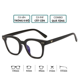 Mắt kính chữ V cao cấp hai chấm phong cách hàn quốc, Kính mát nam nữ không độ giả cận Styley K001
