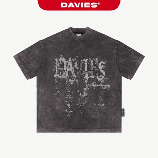 Áo thun wash in họa tiết DAVIES màu xám form rộng tay lỡ nam nữ cotton Renaissance Tee| D-T11