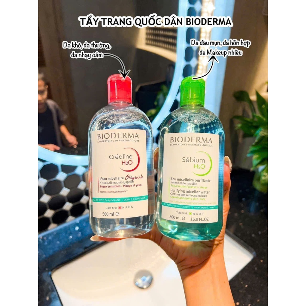 Nước Tẩy Trang Bioderma Sensibio H2O Dành Cho Da Dầu Mụn Và Da Nhạy Cảm 500ml