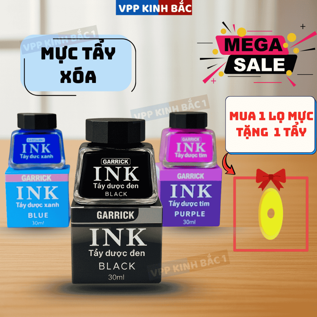 Mực Lọ Xóa Được #2 Tặng Kèm (1 viên Tẩy Xoá) Dùng Cho Bút Máy Học Sinh Tiểu Học Từ Lớp 1 -  Lớp 5