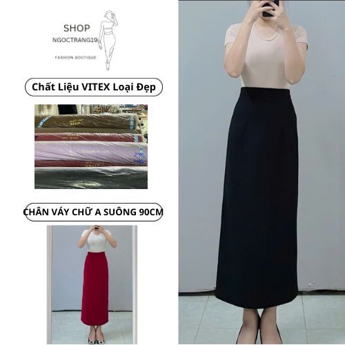 Chân Váy Chữ A Suông Dài 88cm Túi Chéo 2 Bên Chất Liệu Vitex Cao Cấp SHOPNGOCTRANG19