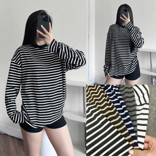 Áo Thun Bigsize Nữ Form Rộng Kẻ Sọc Ngang Vải Thun Cotton Co Giãn Mềm Mịn Cho Chubby A296