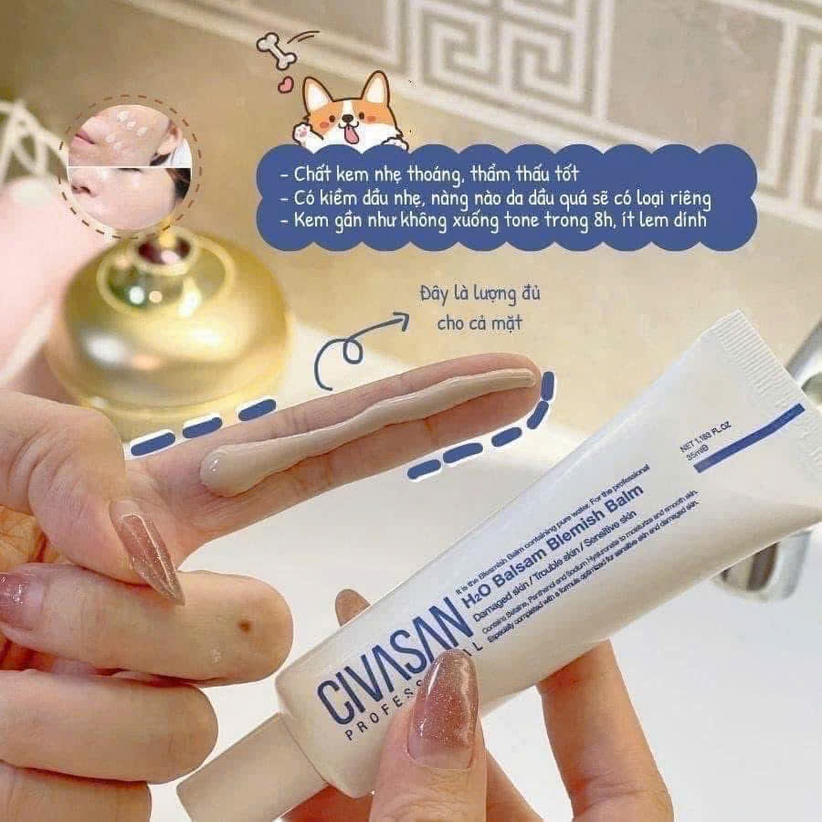 Kem dưỡng phục hồi nâng tone Civasan Meso Blemish Balm/ Civasan H2O Blemish Balm Cream fullsize