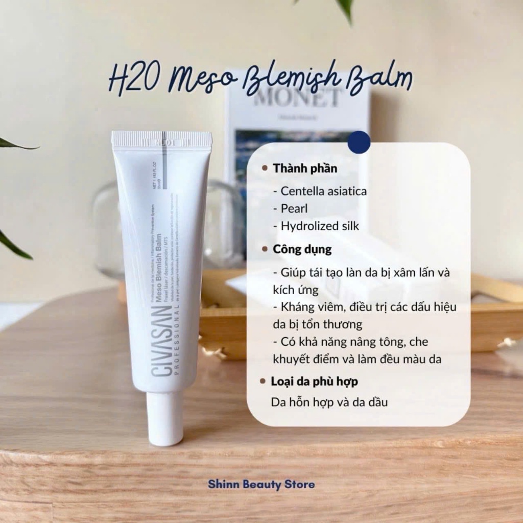 Kem dưỡng phục hồi nâng tone Civasan Meso Blemish Balm/ Civasan H2O Blemish Balm Cream fullsize