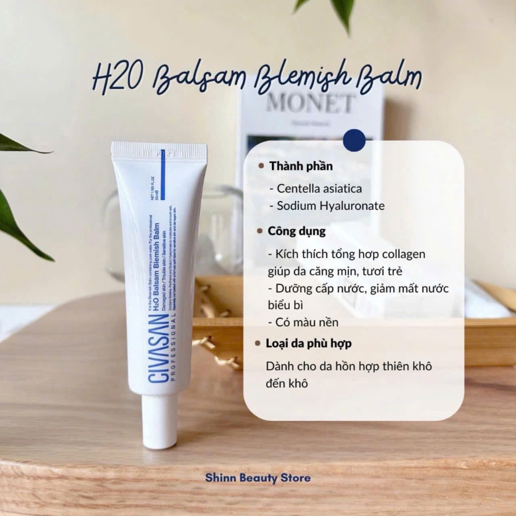 Kem dưỡng phục hồi nâng tone Civasan Meso Blemish Balm/ Civasan H2O Blemish Balm Cream fullsize
