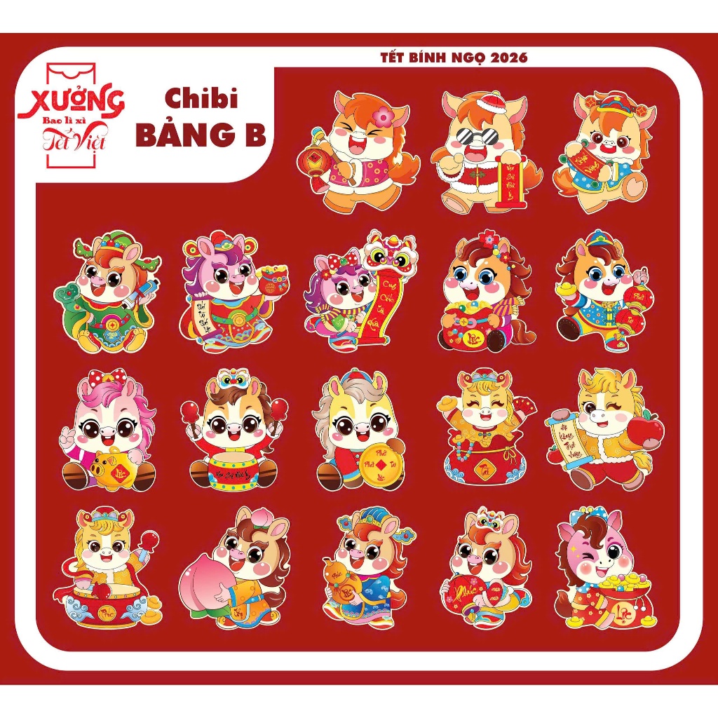 10 Lì xì chibi Tết hàng loại 1 bóng đẹp, phong bao lixi hoạt hình chipi nhiều mẫu