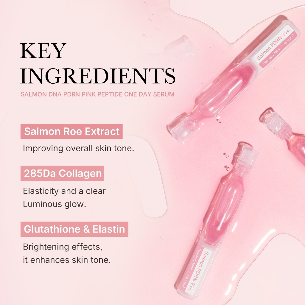Hộp 10 Ống Tinh Chất Dưỡng Căng Bóng, Trẻ Hóa, Sáng Da Medicube PDRN Pink One Day Serum