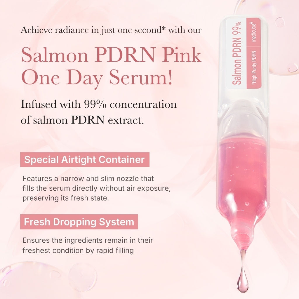 Hộp 10 Ống Tinh Chất Dưỡng Căng Bóng, Trẻ Hóa, Sáng Da Medicube PDRN Pink One Day Serum