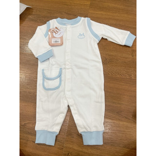 Body cotton dài phối nách trắng xanh little love