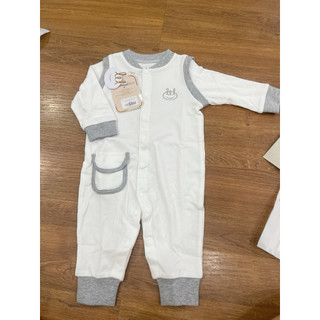 Body cotton dài phối nách trắng xanh little love