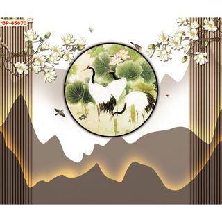 Tranh Spa, Dưỡng sinh dán tường, tranh lam sóng hiện đại khổ lớn 2Mx2M5 LL