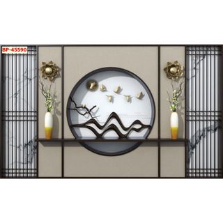 Tranh Spa, Dưỡng sinh dán tường, tranh lam sóng hiện đại khổ lớn 2Mx2M5 LL