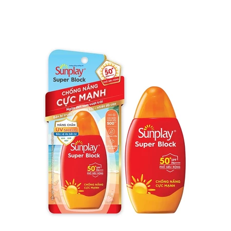 Kem chống nắng Sunplay cực mạnh, ngừa đen sạm da hiệu quả dạng sữa Sunplay Super Block SPF 50+, PA++++ 70g