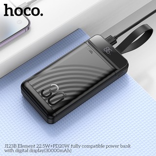 Pin Dự Phòng Hoco J123B 30000mAh QC 3.0 22.5W và TypeC PD 20W, Có đèn Led (Đen) - Phụ Kiện Nhất Tín