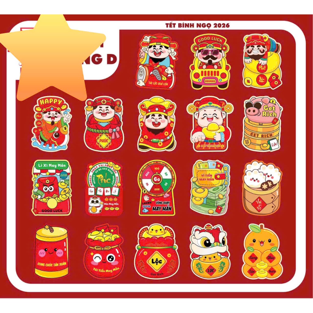 10 Lì xì chibi Tết hàng loại 1 bóng đẹp, phong bao lixi hoạt hình chipi nhiều mẫu