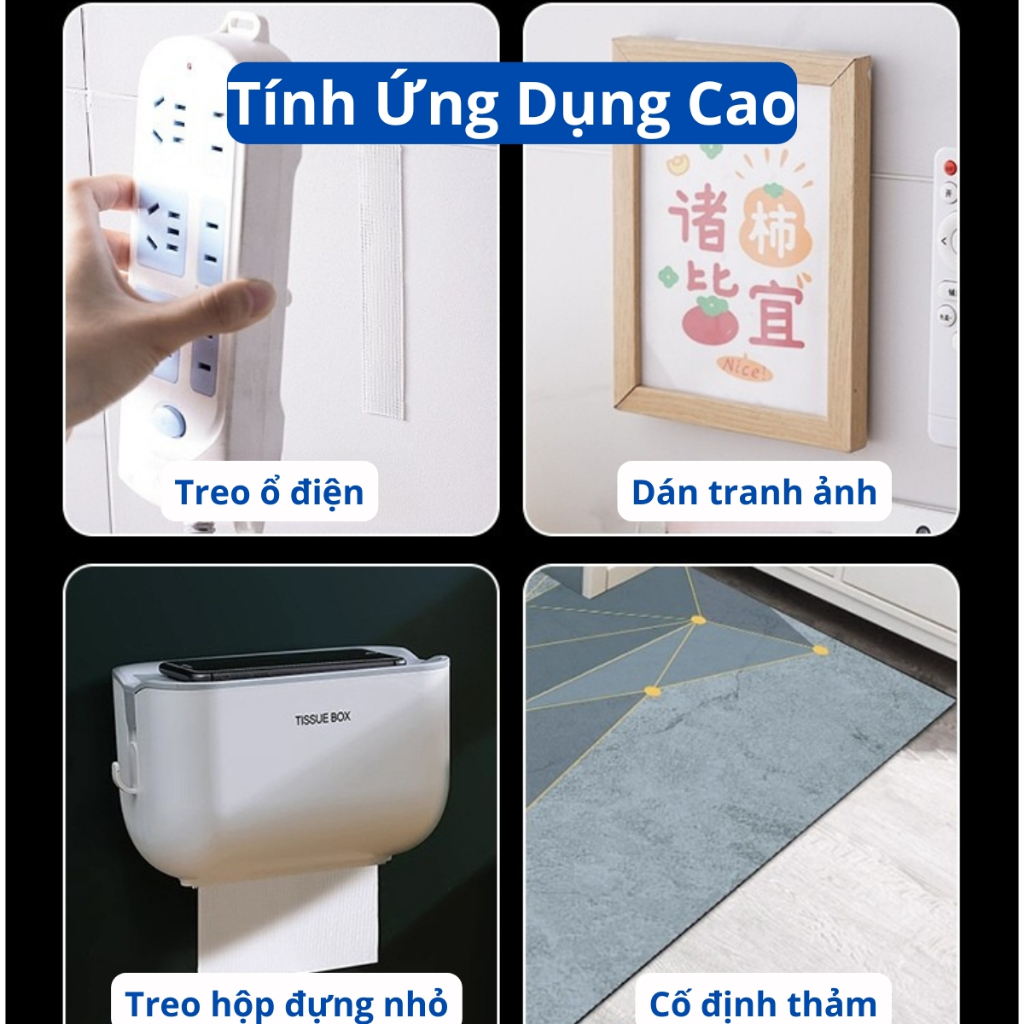 Băng Dính Nano 2 Mặt Đan Lưới Dễ Tháo Gỡ, Băng Keo 2 Mặt Trong Suốt Sợi Thủy Tinh Siêu Dính