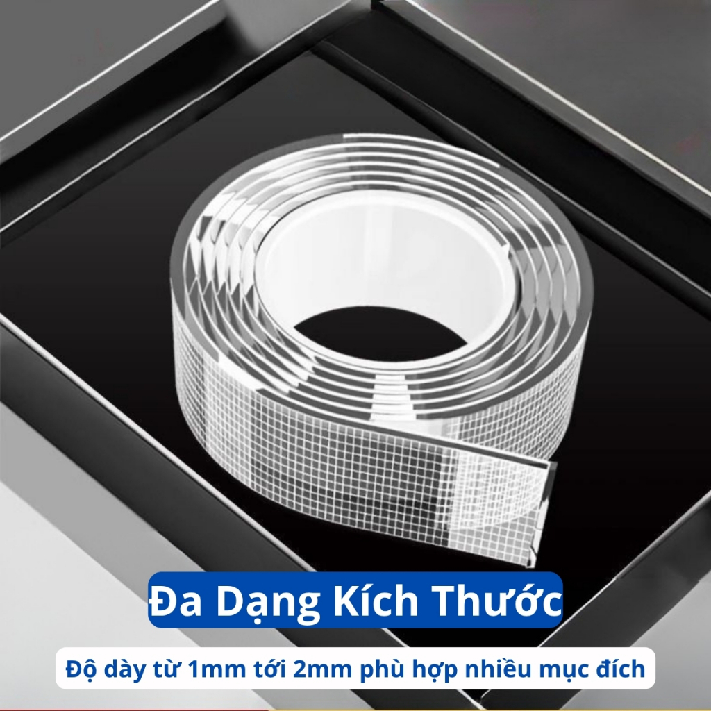 Băng Dính Nano 2 Mặt Đan Lưới Dễ Tháo Gỡ, Băng Keo 2 Mặt Trong Suốt Sợi Thủy Tinh Siêu Dính