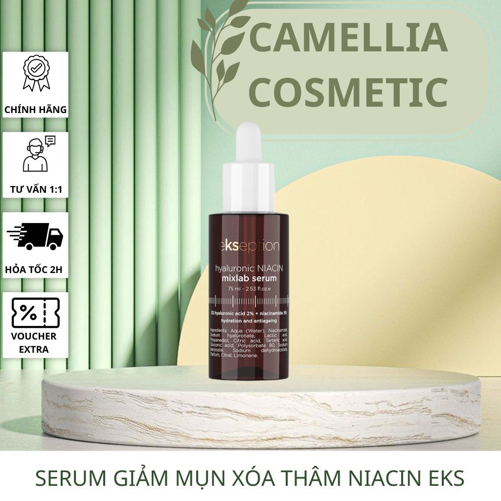 [ĐẠI LÝ CHÍNH HÃNG] Serum HA + 5% B3 sáng da, mờ thâm mụn Ekseption Hyaluronic Niacin 75ml