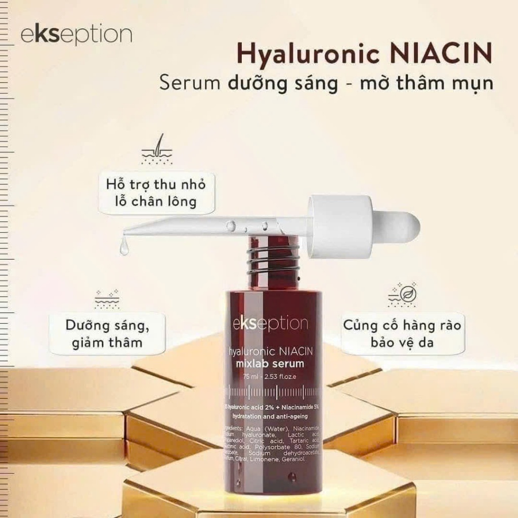 [ĐẠI LÝ CHÍNH HÃNG] Serum HA + 5% B3 sáng da, mờ thâm mụn Ekseption Hyaluronic Niacin 75ml