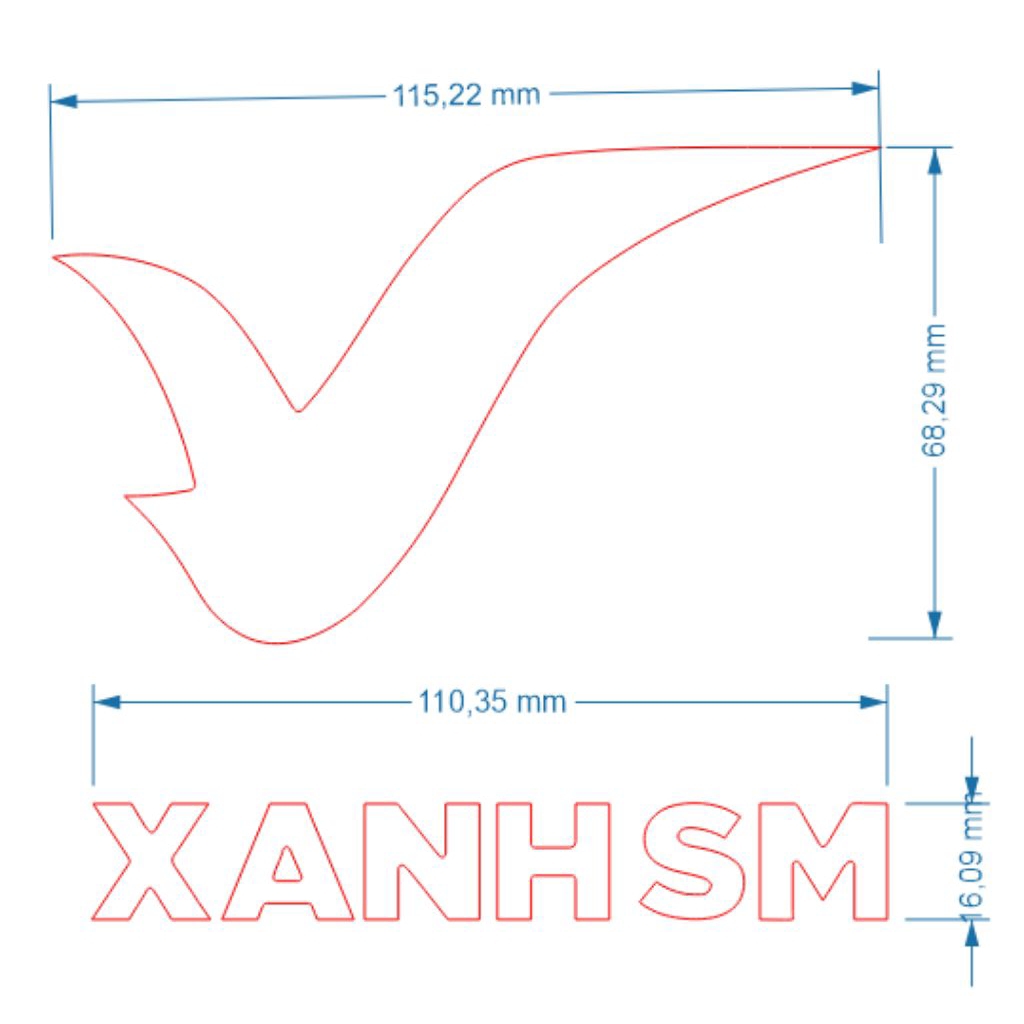 Decal Logo Cánh Chim Xanh Sm chống thấm nước