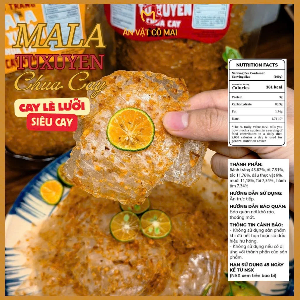 Bánh Tráng MALA TỨ XUYÊN Chua Cay, Vị Cay Vừa & Vị Siêu Cay - Ăn Vặt Cô Mai