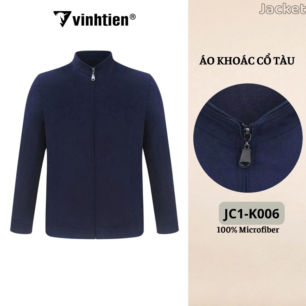 Áo Khoác Jacket Nam Trung Niên Vĩnh Tiến 2 Lớp Cổ Tàu Cao Cấp , Sang Trọng - 950 JC1
