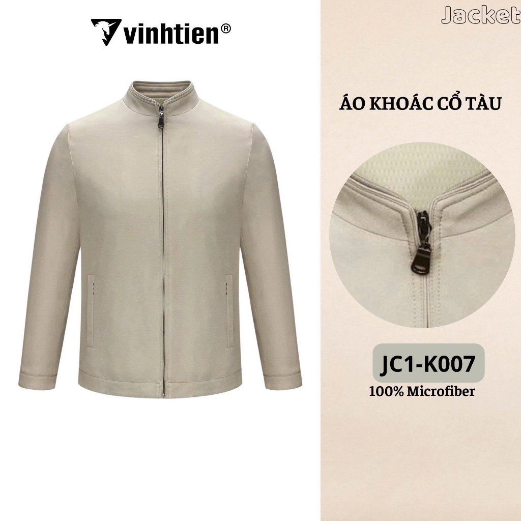 Áo Khoác Jacket Nam Trung Niên Vĩnh Tiến 2 Lớp Cổ Tàu Cao Cấp , Sang Trọng - 950 JC1